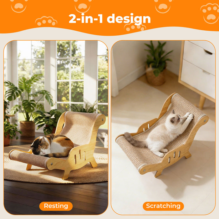 Cat Scratcher Bed Lounge Chair 2 in 1 Cardboard Kittens Scratching Pad