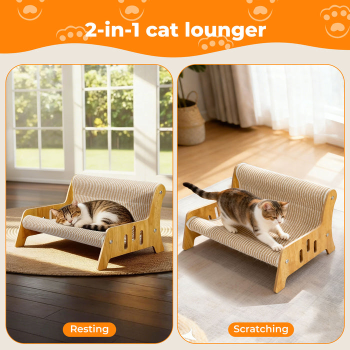Cat Scratcher Bed 2 in 1 Rest Lounge Chair Cardboard Kittens Scratching Pad