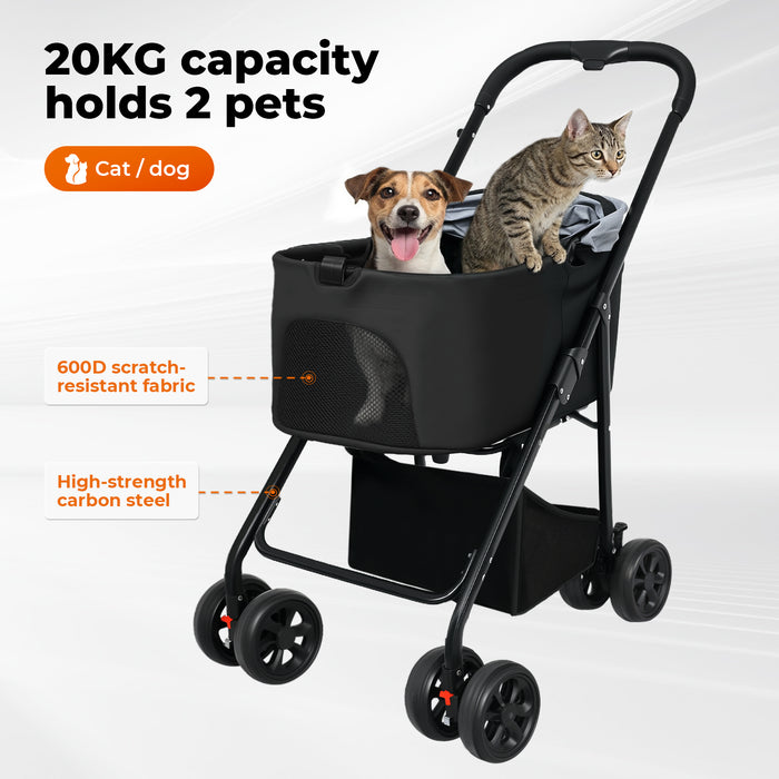 Pet Stroller 3 in1Dog Cat Pram Carrier Foldable Pushchair Outdoor 4 Wheels