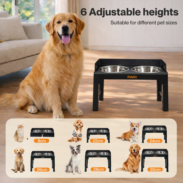 Elevated Dog Bowls Pet Feeder 6 Height Adjustable Raised Food Water Large