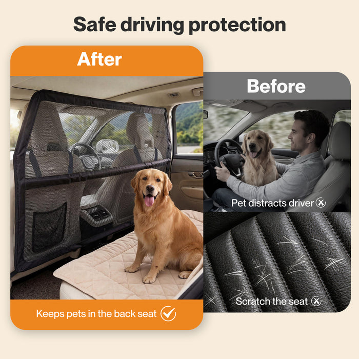 Dog Car Barrier Guard Back Seat Safety Protector Mesh Net Pet Dividers