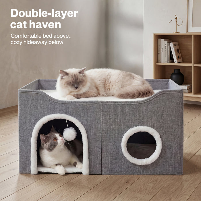 Foldable Cat House Cave Bed Hideaway Interactive Nest Scratching Board