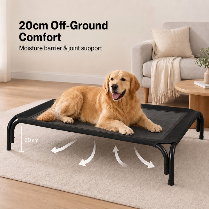 Raised Dog Bed Elevated Cooling Breathable Mesh for Indoor Outdoor Black