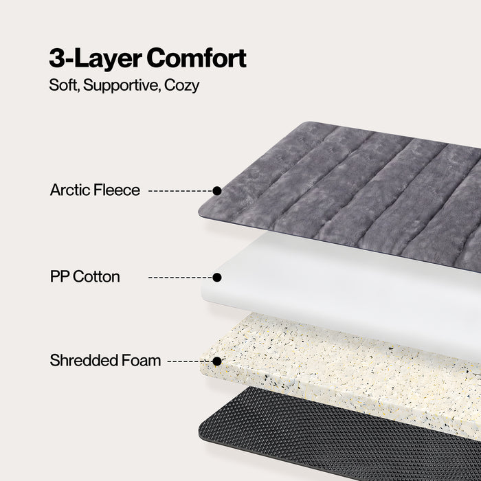 Dog Bed Large Plush Mat Water Resistant Base for Camping Car Boot Grey
