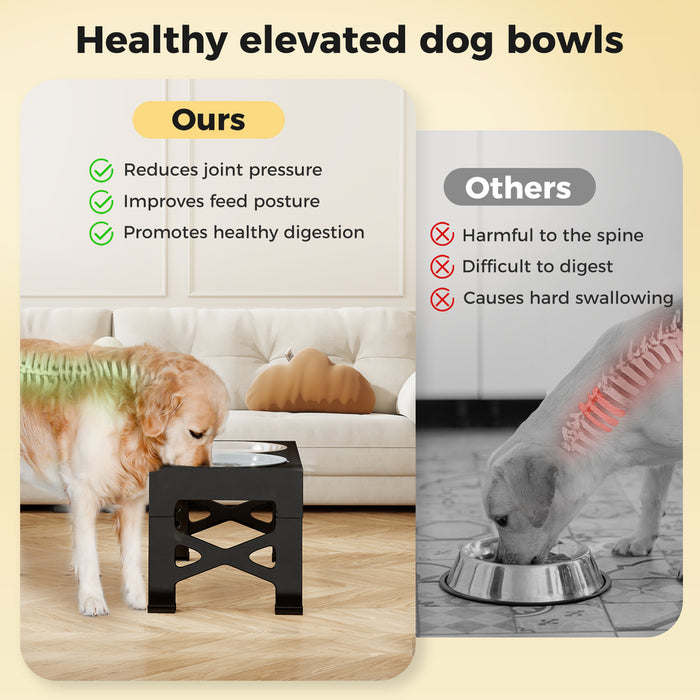 Elevated Pet Feeder 3 Bowl Food Water Dog Adjustable Height Raised Stand