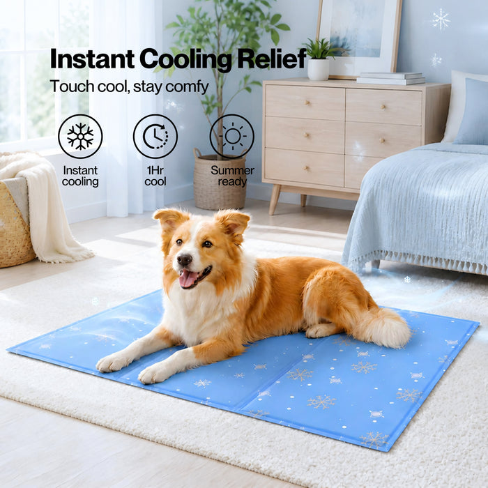 Dog Cooling Mat 90x60cm Self Gel Pad Breathable Crate Comfort for Home Blue