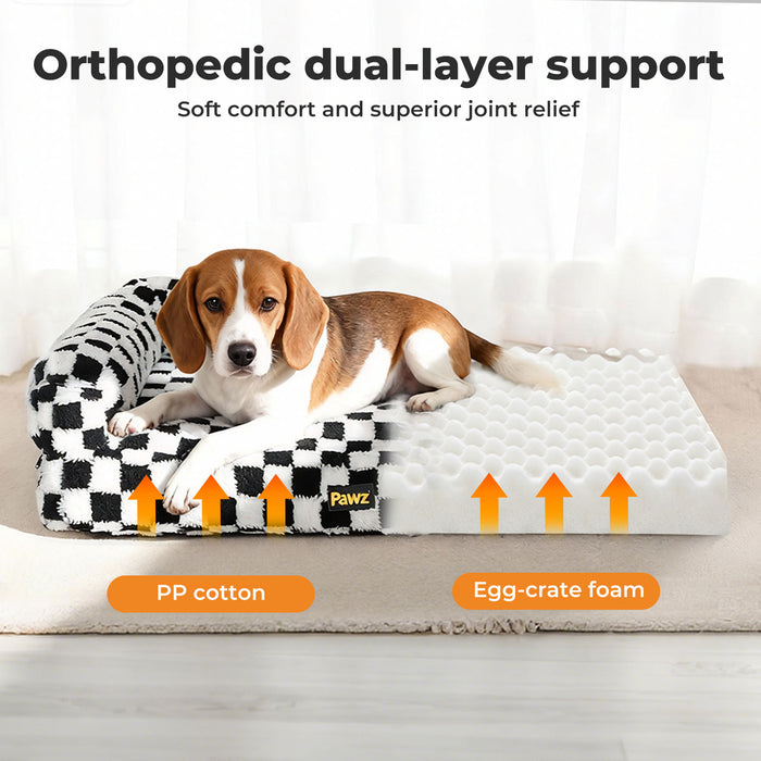 Orthopedic Dog Bed Pet Mat Calming Checkered Plush Sofa Washable
