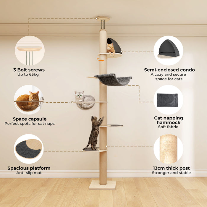 Cat Tree Large Tower Scratching Post Scratcher Cat Condo House Beds 300cm