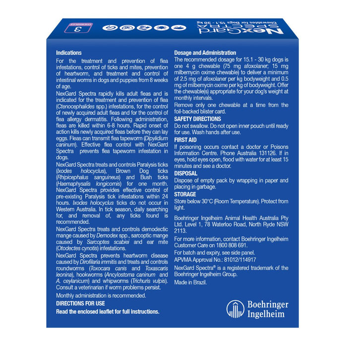 NexGard Spectra Dogs 15.1-30kg 3pk