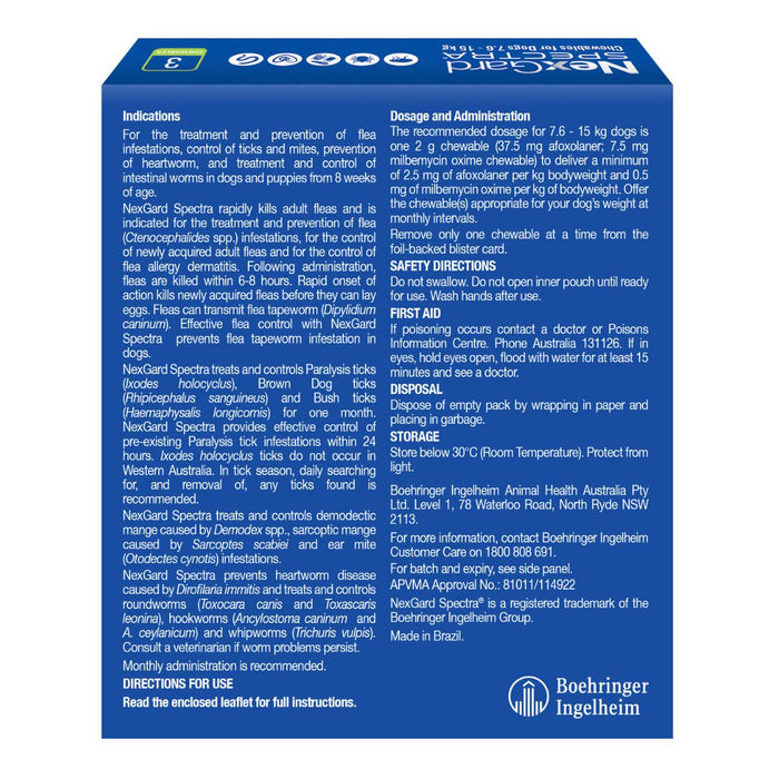 NexGard Spectra Dogs 7.6-15kg 3pk