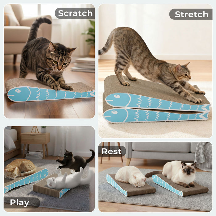 2X Cat Scratcher Board Bed Double-Sided Stackable Scratching Cardboard Toy