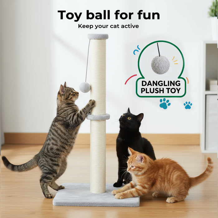 Cat Scratcher Scratching Post Natural Sisal Kitten Stable Ball Toys 74cm