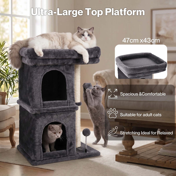 Cat Tree Cat Tower Top Perch Sisal Post E1 Particle Board Dark Grey