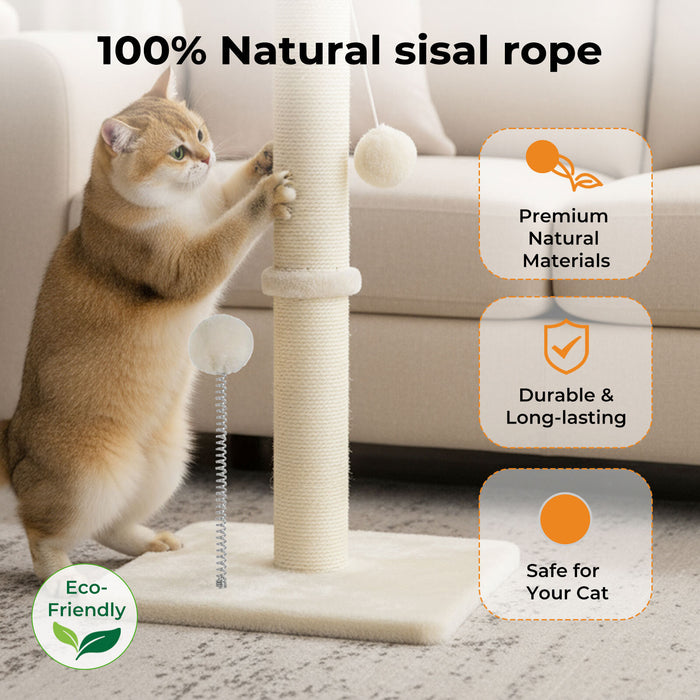 Cat Scratcher Scratching Post Natural Sisal Kitten Stable Ball Toys 54cm