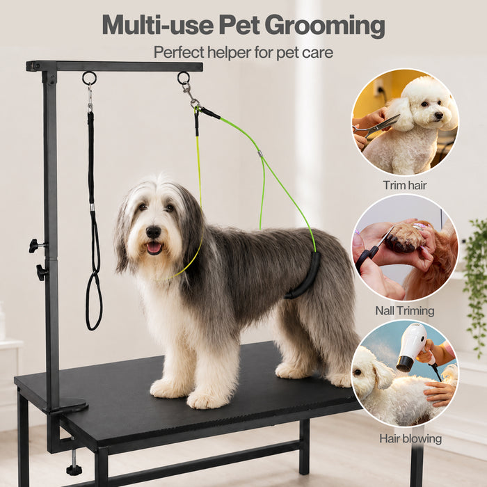 Dog Grooming Hammock Table Arm Adjustable 70-97cm Steel Clamp 2 Holders