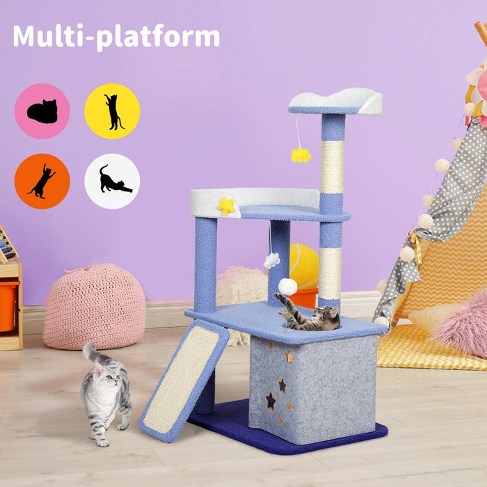 PaWz Cat Tree Post Scratching Multi-Level - Blue - petpawz.com.au