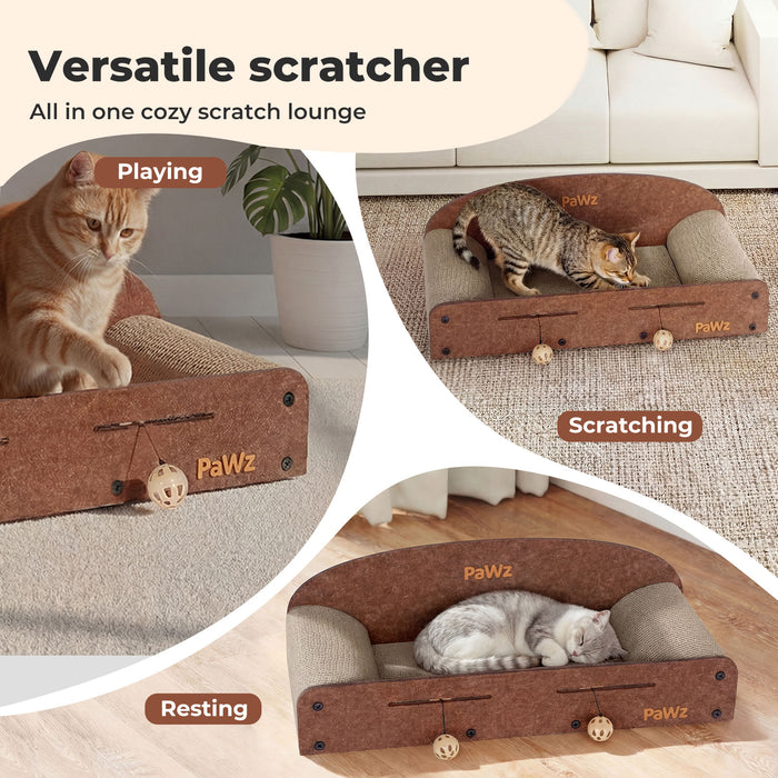 Cat Scratcher Scratching Board Corrugated Cardboard Scratch Bed Toy 2 Balls