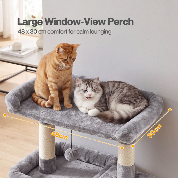 Cat Tree Tower Large Perch Condo Sisal Scratcher for Indoor Felines Grey