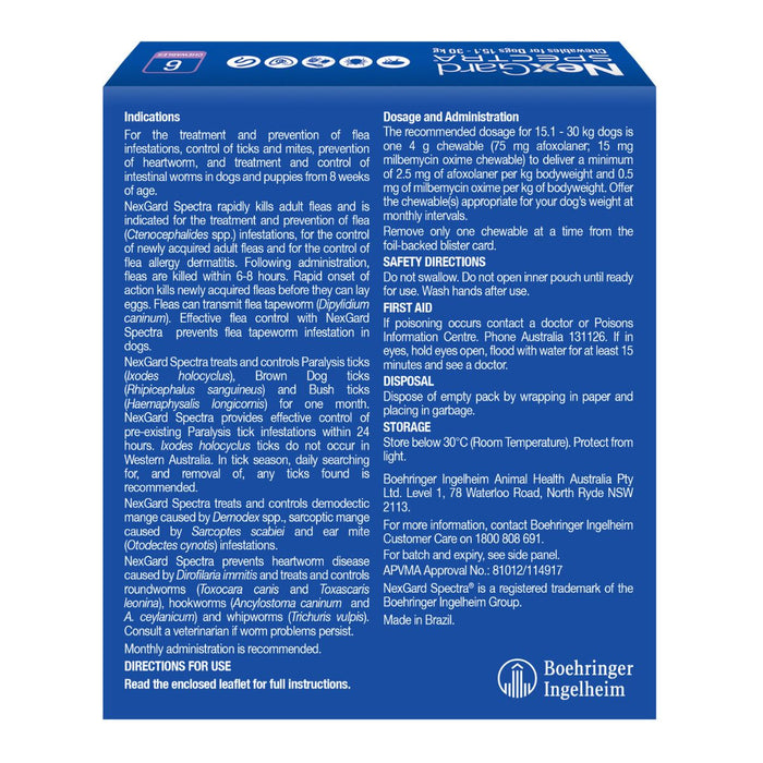 NexGard Spectra Dogs 15.1-30kg 6pk