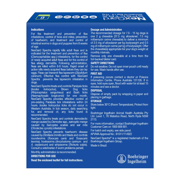 NexGard Spectra Dogs 7.6-15kg 6pk