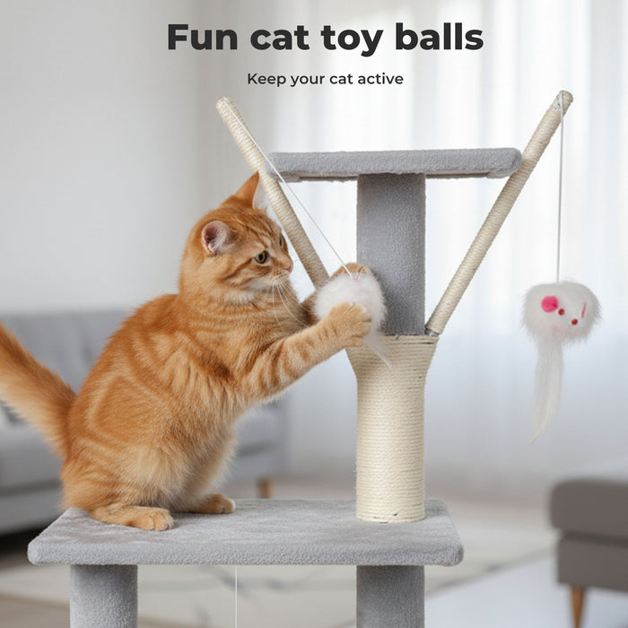 Cat Tree Tower Scratching Post Scratcher 143cm Climbing Tree House Bed Grey
