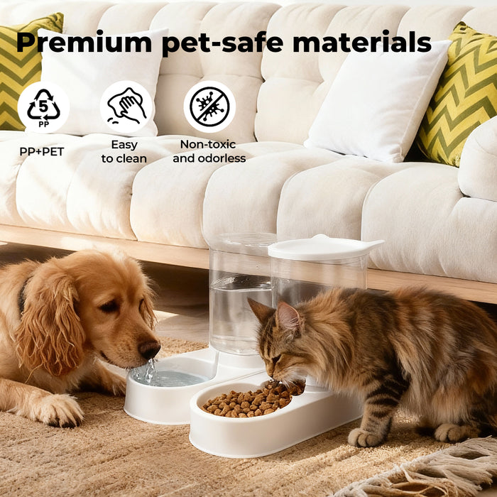 Automatic Pet Feeder Water Dispenser Set 3.2L Cat Dog Gravity Food Bowl