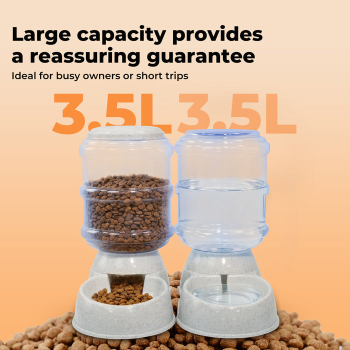 Automatic Pet Feeder Water Dispenser Set 3.5L Cat Dog Gravity Food Bowl