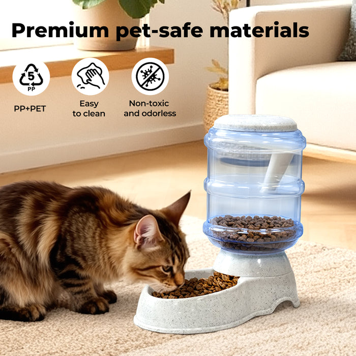 Automatic Pet Feeder Water Dispenser 3.5L Cat Dog Gravity Food Waterer Grey