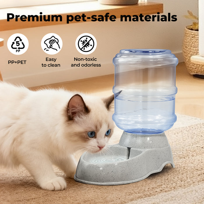 Automatic Water Dispenser Pet Feeder 3.5L Cat Dog Gravity Food Waterer Grey