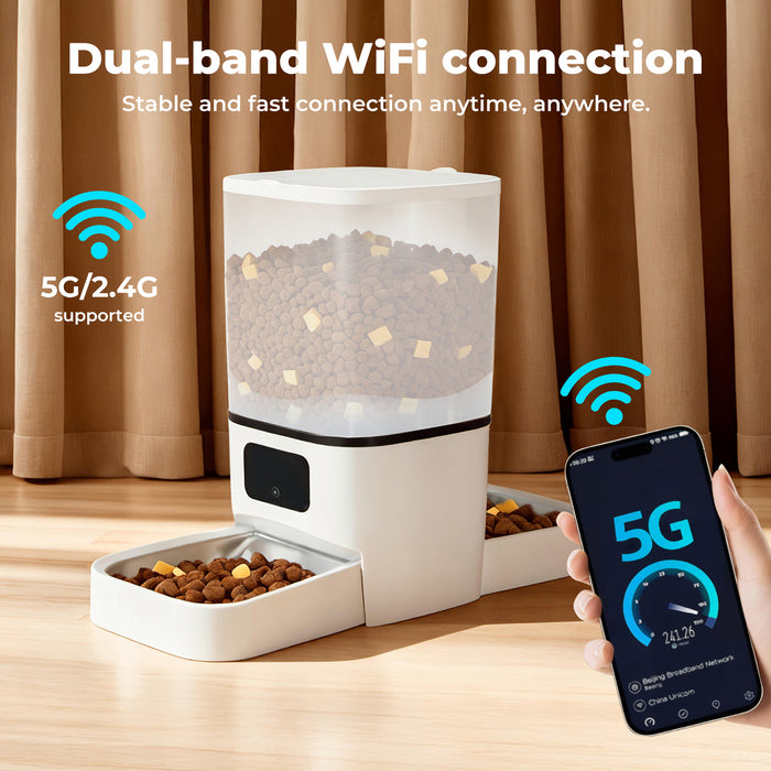 6L Automatic Pet Feeder Double Bowl Dog Cat Auto Smart Food Dispenser Timer