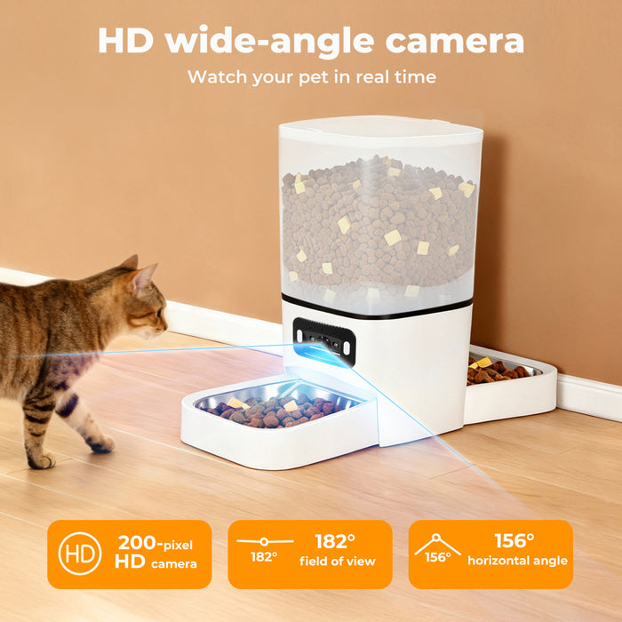 6L Automatic Pet Feeder Double Camera Cat Dog Smart Wifi App Food Dispenser