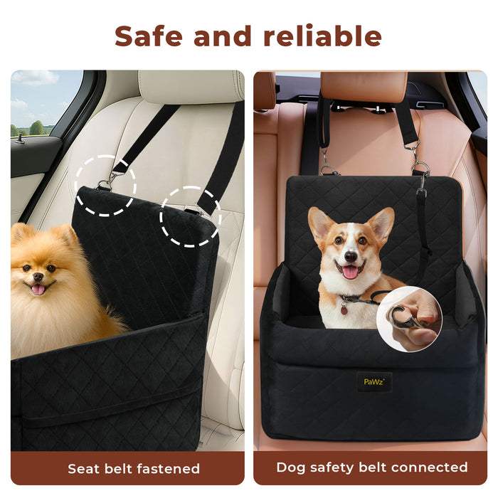 Pet Car Seat Booster Belt Pet Portable Travel Bed Easy Clean Washable Black