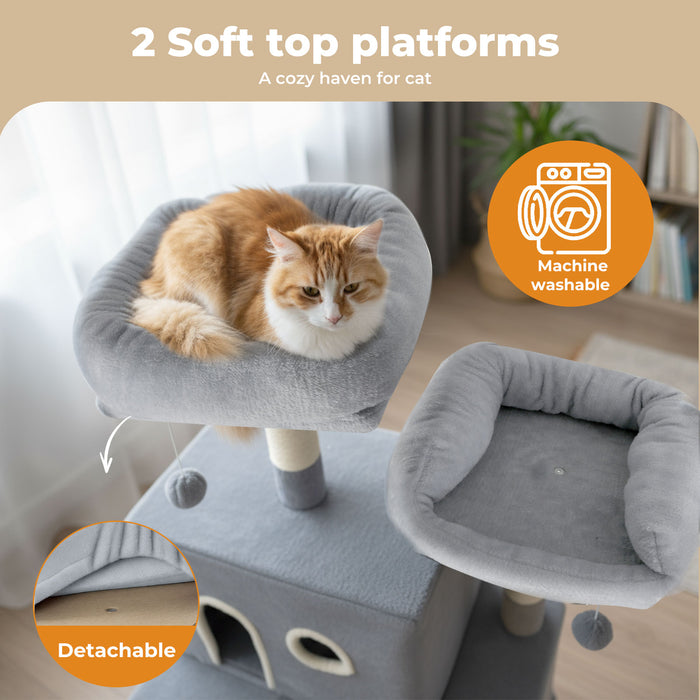 Pawz Cat Tree Tower Scratching Post Scratcher 206cm Climbing Tree House Bed Grey