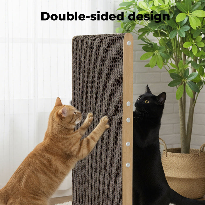Cat Scratcher Board Bed L-Shaped Scratching Cardboard Ball Toy 68cm High