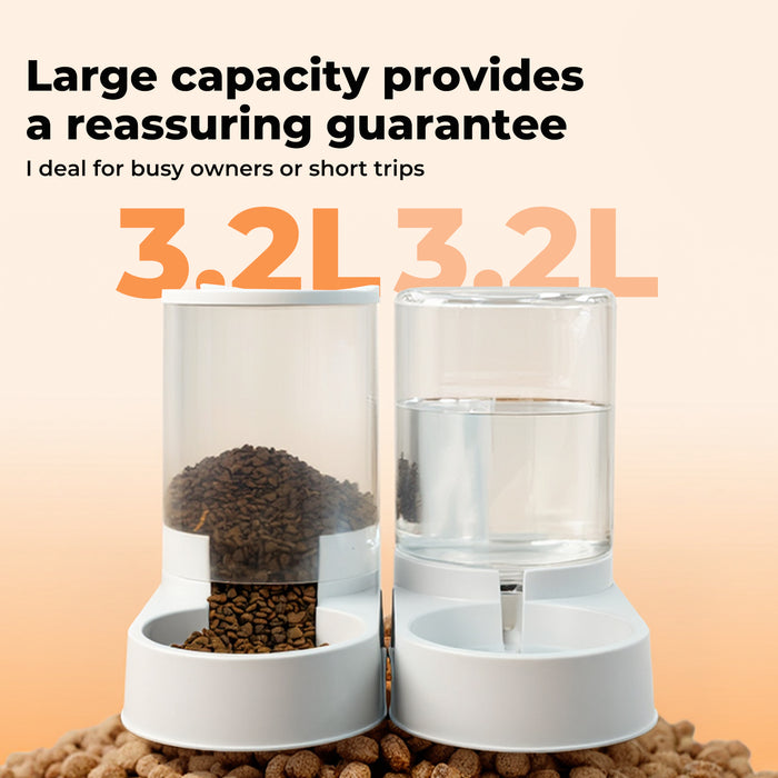Automatic Pet Feeder Water Dispenser Set 3.2L Cat Dog Gravity Food Bowl