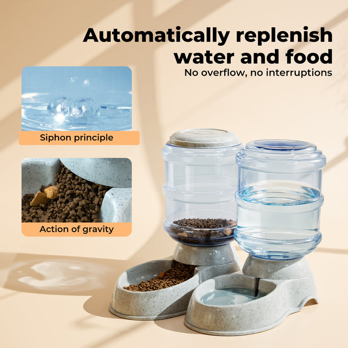 Automatic Pet Feeder Water Dispenser Set 3.5L Cat Dog Gravity Food Bowl