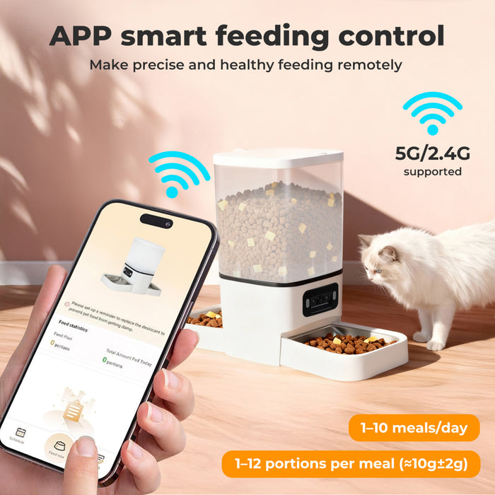 6L Automatic Pet Feeder Double Camera Cat Dog Smart Wifi App Food Dispenser