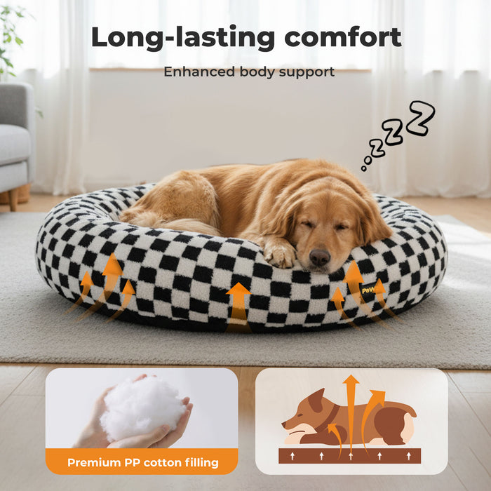 Circular Plush Dog Bed Calming Pet Plush Bed Soft Cosy Bed Washable