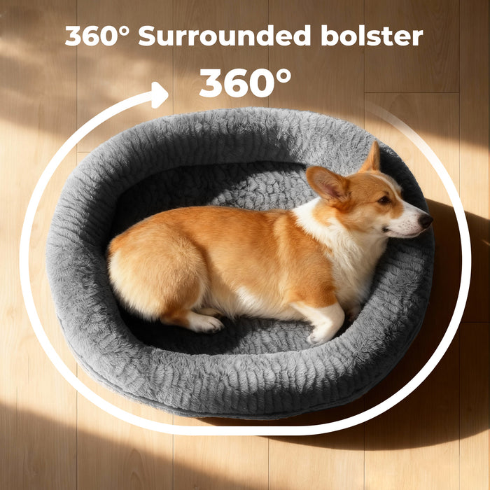 Orthopedic Plush Dog Bed Soft Washable Pet Bed Grey Cosy Cushion