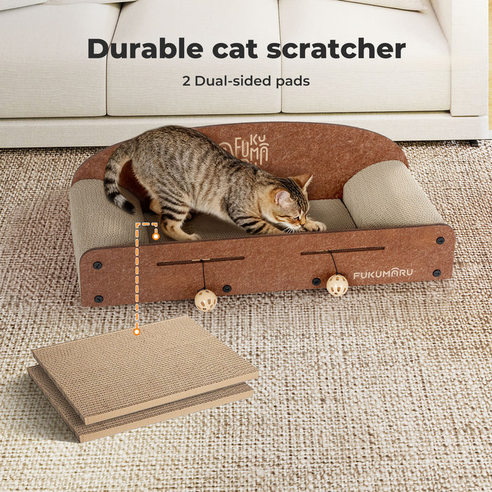 Cat Scratcher Scratching Board Corrugated Cardboard Scratch Bed Toy 2 Balls