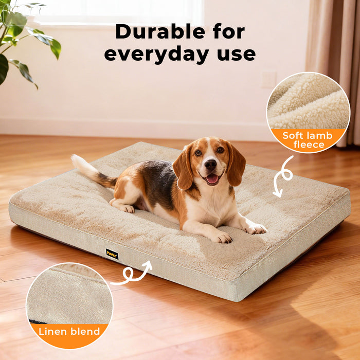 Dog Bed Soft Pet Mat Non-Slip Cushion Beige Removable Washable