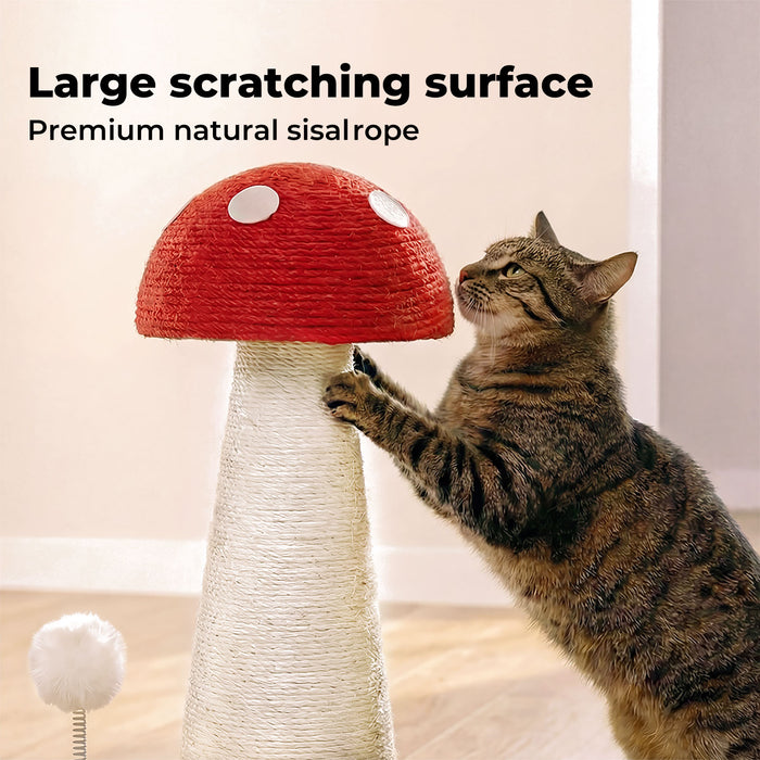 Mushroom Cat Scratching Post 50cm Sisal Rope Cat Tower with Plush Ball