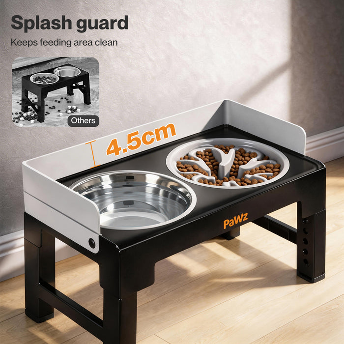 Elevated Dog Bowls Pet Feeder 6 Height Adjustable Raised Food Water Large - Grey