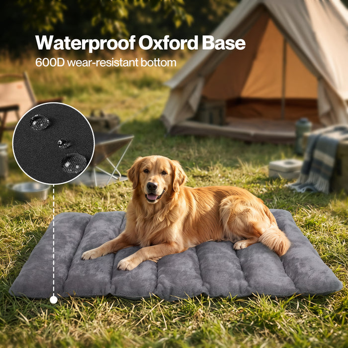 Dog Bed Large Plush Mat Water Resistant Base for Camping Car Boot Grey