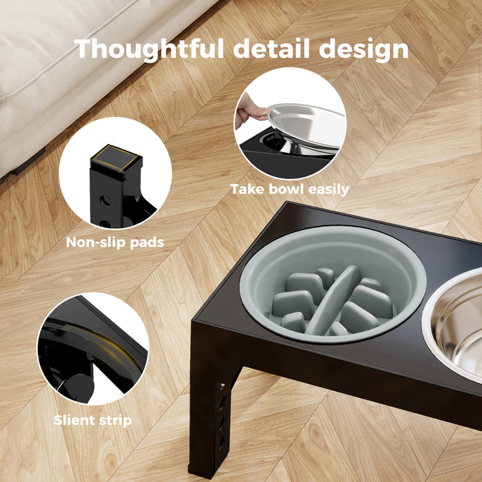 Elevated Pet Feeder 3 Bowl Food Water Dog Adjustable Height Raised Stand