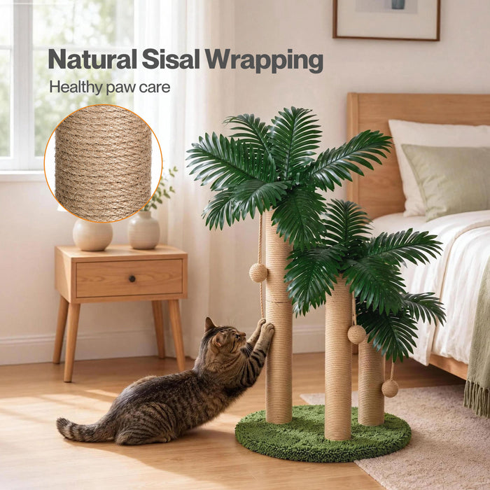 Cat Scratching Post 3 Heights Sisal Balls for Indoor Kitten Adult Green