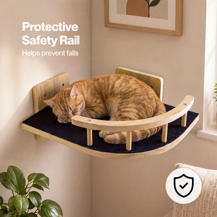 Pawz Cat Wall Shelves Corner Cat Tree with Guard Rail 15mm Pine Wood