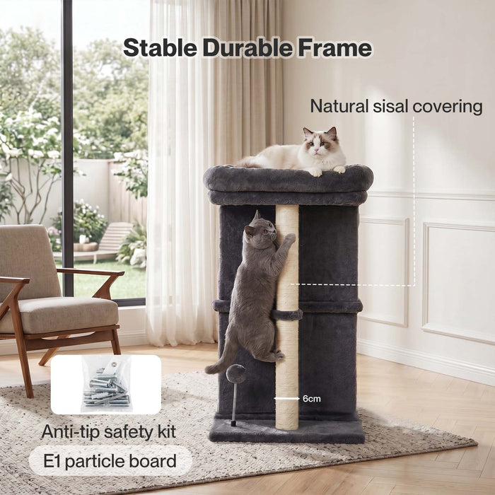 Cat Tree Cat Tower Top Perch Sisal Post E1 Particle Board Dark Grey