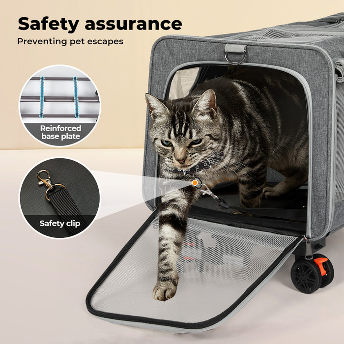 Pawz Pet Carrier 4 Wheel Portable Rolling Foldable Dog Cat Travel Bag Max 50kg