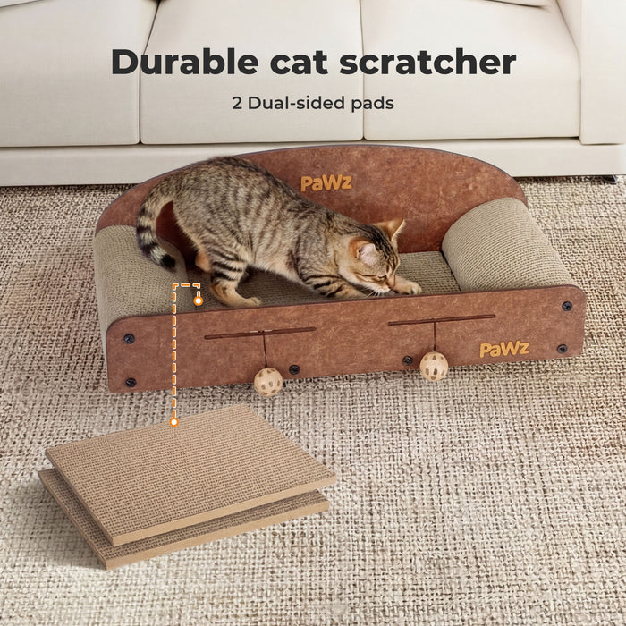 Cat Scratcher Scratching Board Corrugated Cardboard Scratch Bed Toy 2 Balls
